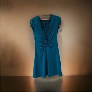 Elegant Teal Ruched Dress